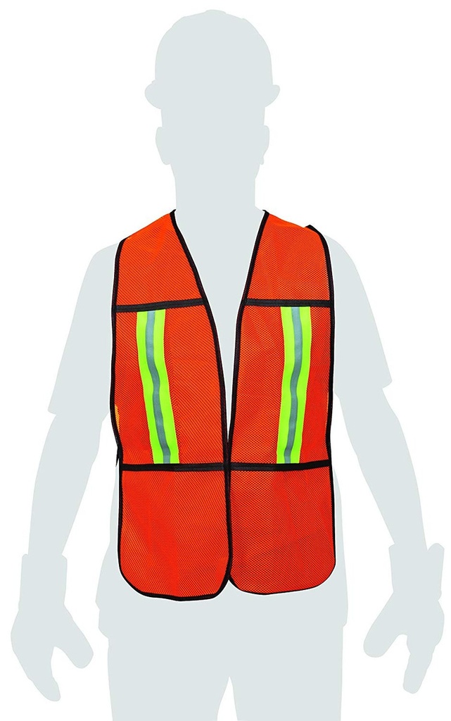CHALECO DE SEGURIDAD NARANJA CON CINTAS REFLEJANTES PRETUL (CHS-200N)