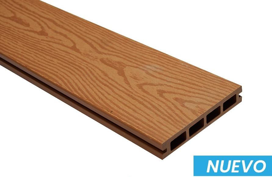 ■MADERA SINTETICA ECOMAT (TEAK) COLOR MARRON CLARO 14cm x 290cm x 24mm STANDARD