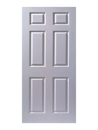 [985] PUERTA BLANCA HDF 6 PANELES 80 x 210 CM PARA INTERIOR