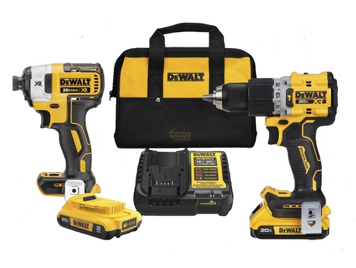 [887805] TALADRO PERCUTOR/ATORNILLADOR 1/2" DCD805 + ATORNILLADOR DE IMPACTO 1/4'' DCK2490D2 DEWALT